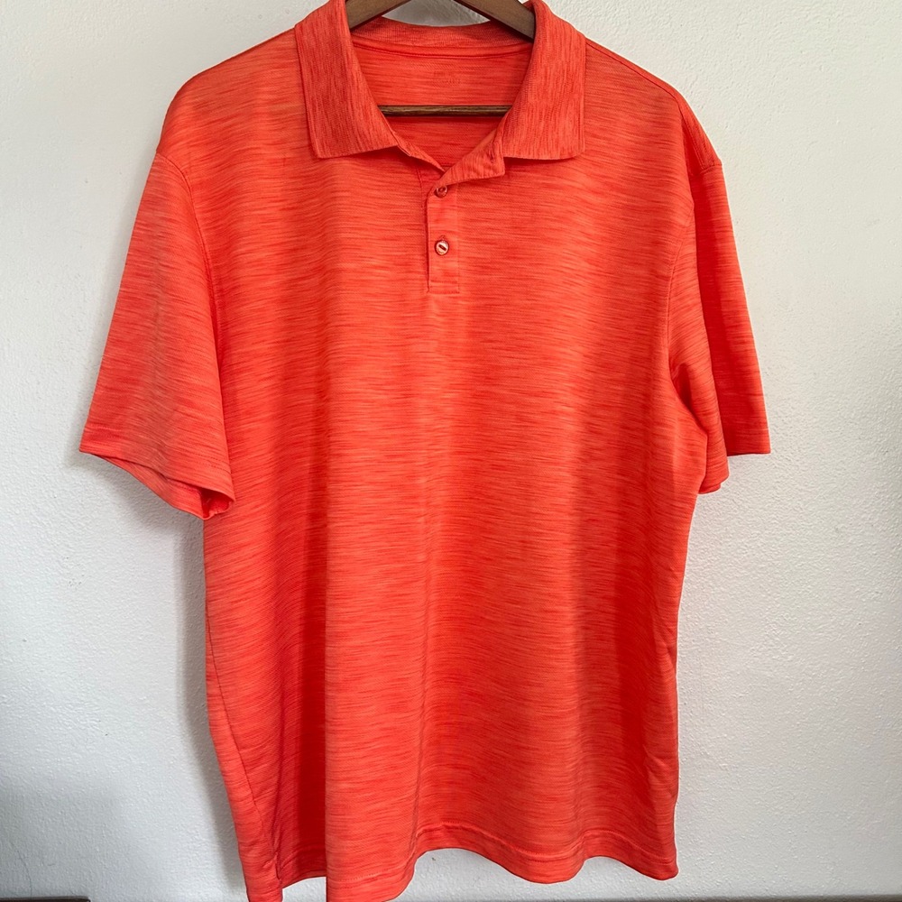 Haggar Performance Polo Shirt XL‎ Orange Space Dye Short Sleeve Golf Quick Dry